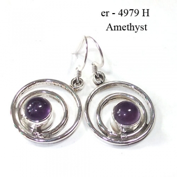 Top quality pure silver amethyst hoop earrings 